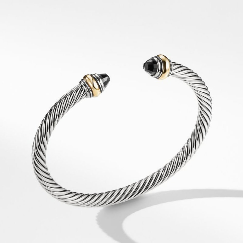 David Yurman 5mnn Cable bracelet Black Onyx Silver/gold in M (Authentic)